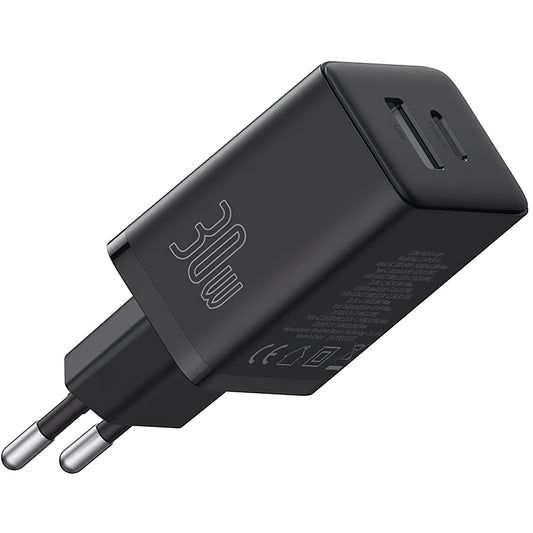 Verkkolaturi Baseus Cube, 30W, 2,4A, 1 x USB-A - 1 x USB-C, musta P10111404113113113-00