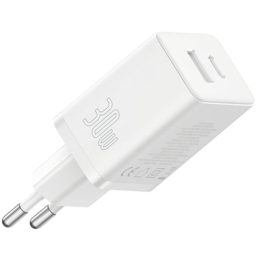 Verkkolaturi Baseus Cube, 30W, 2,4A, 1 x USB-A - 1 x USB-C, valkoinen P10111404213-00