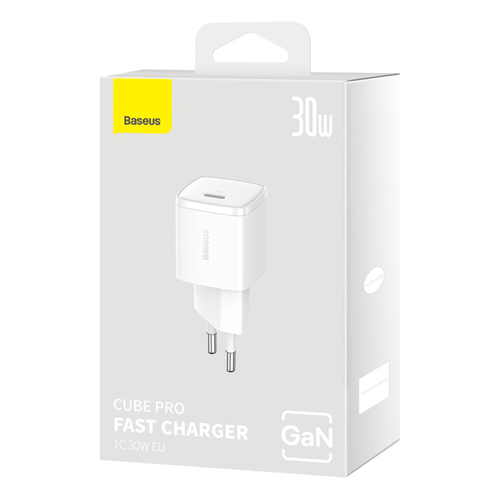 Baseus Cube Pro -verkkolaturi, 30W, 3A, 1 x USB-C, Valkoinen CCXF000302
