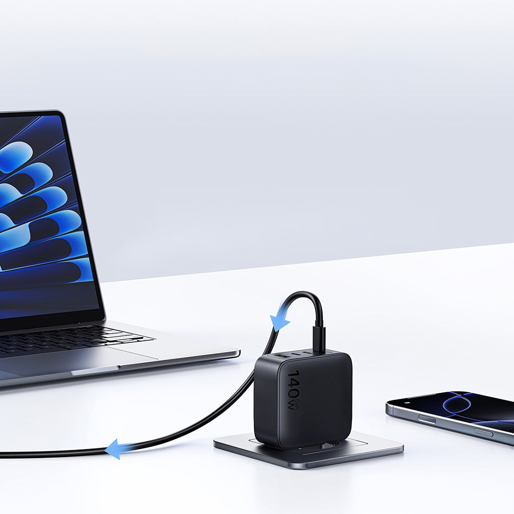 Baseus EnerFill FH11 -verkkolaturi, 140W, 5A, 1 x USB-A - 3 x USB-C, Musta E0121J00