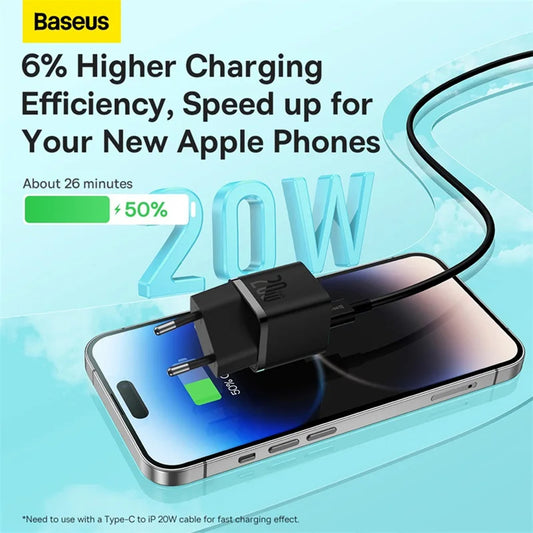 Verkkolaturi Baseus GaN GaN Mini 1C, 20W, 3A, 1 x USB-C, valkoinen CCGN050102 CCGN050102