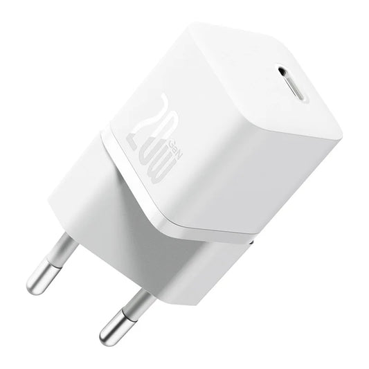 Verkkolaturi Baseus GaN GaN Mini 1C, 20W, 3A, 1 x USB-C, valkoinen CCGN050102 CCGN050102