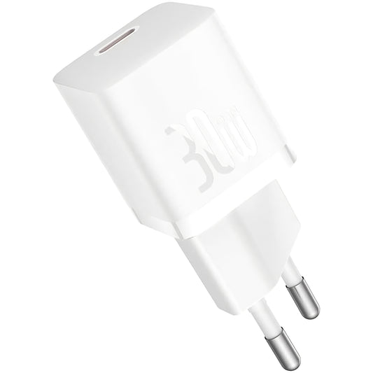 Verkkolaturi Baseus GaN GaN Mini 1C, 30W, 3A, 1 x USB-C, valkoinen CCGN070502 CCGN070502