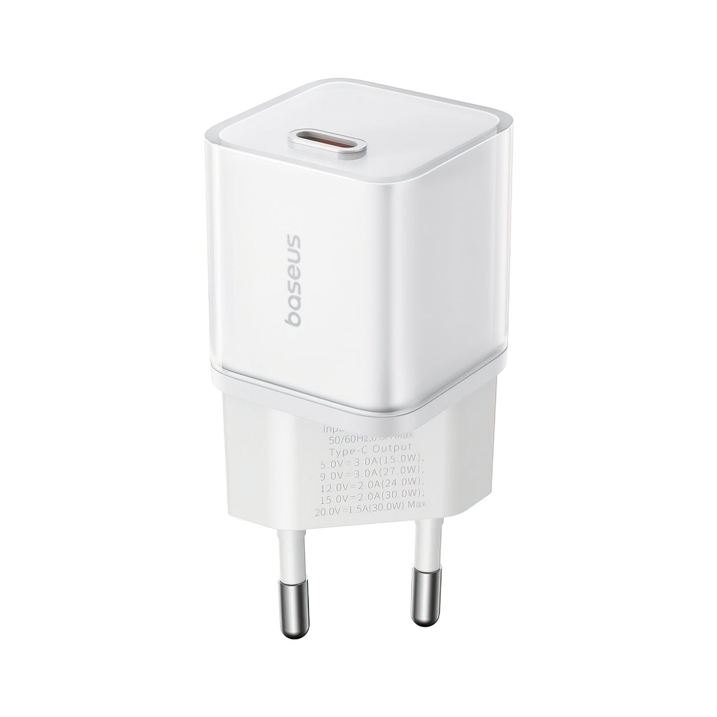 Baseus GaN5S -verkkolaturi, 30W, 3A, 1 x USB-C, Valkoinen P10162504213-00
