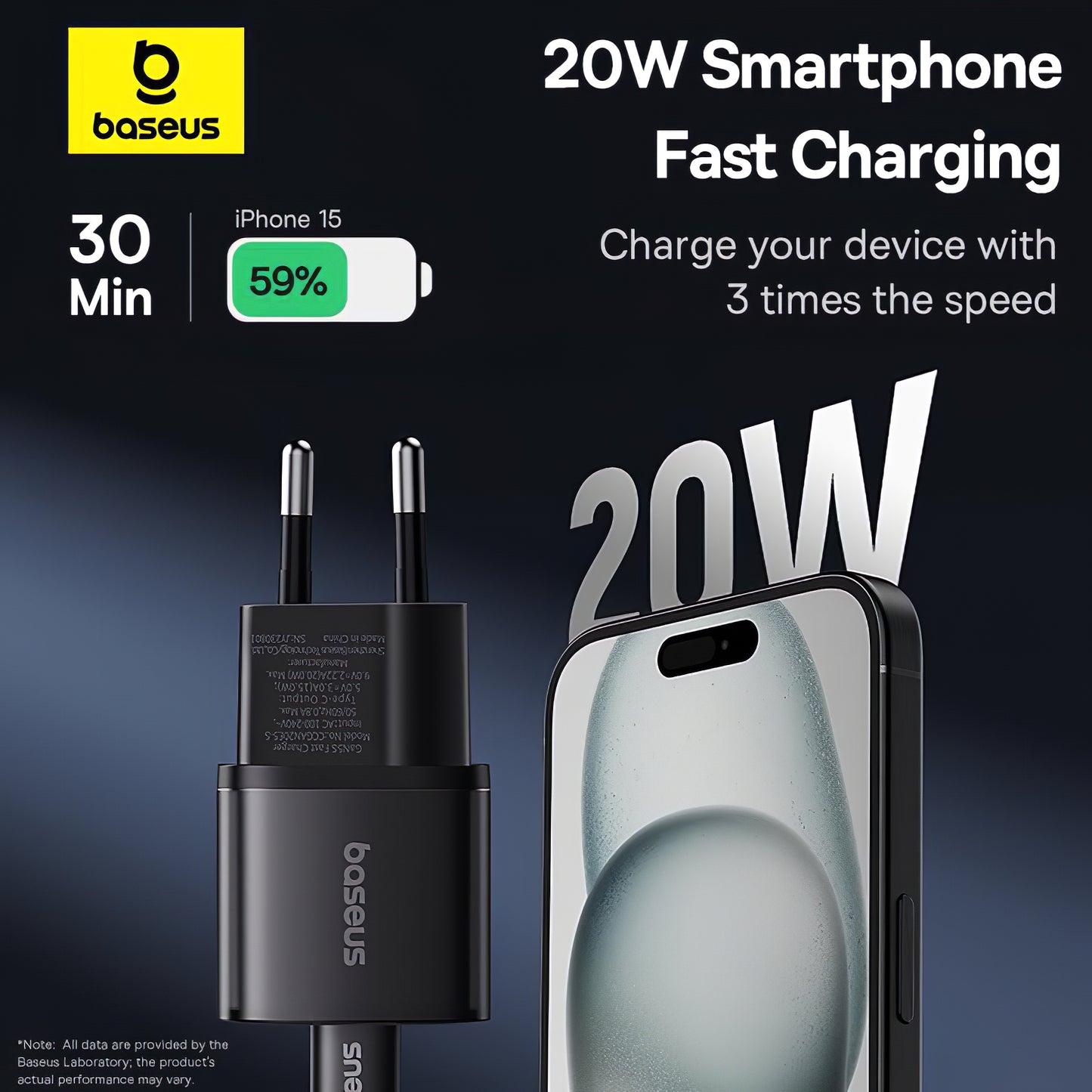 Baseus GaN5S verkkolaturi GaN5S, 20W, 3A, 1 x USB-C, musta P10162503113113113-00
