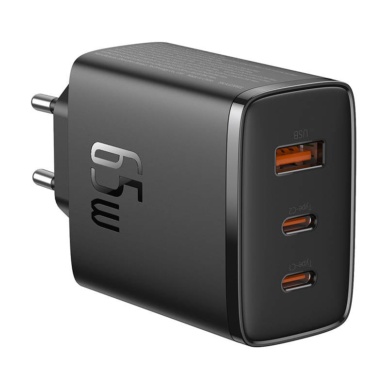 Baseus Cube Pro -verkkolaturi, 65W, 3.25A, 1 x USB-A - 2 x USB-C, Musta P10152301113-00