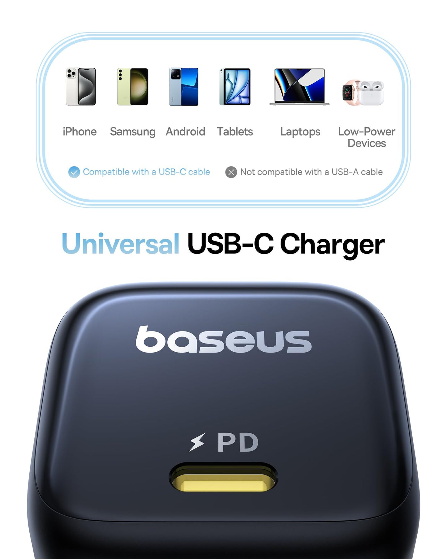 Baseus PicoGo Network Charger, 45W, 3A, 1 x USB-C, Black P10176800123-00