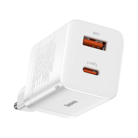 Verkkolaturi Baseus Super Si Pro, 30W, 3A, 1 x USB-A - 1 x USB-C, valkoinen CCSUPP-E02