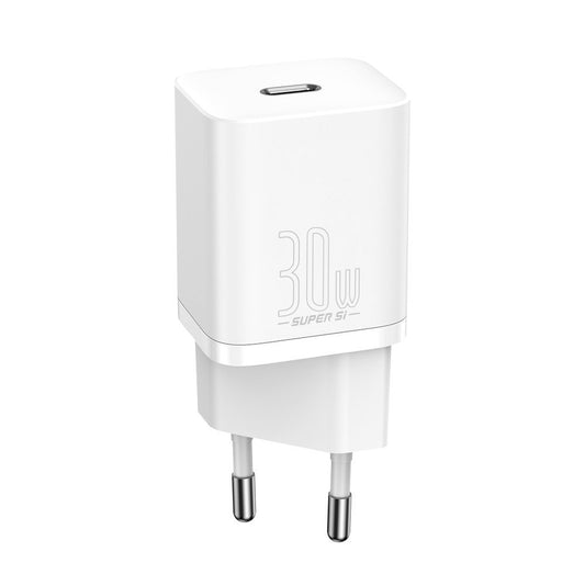 Verkkolaturi Baseus Super Si 1C, 30W, 3A, 1 x USB-C, valkoinen CCSUP-J02