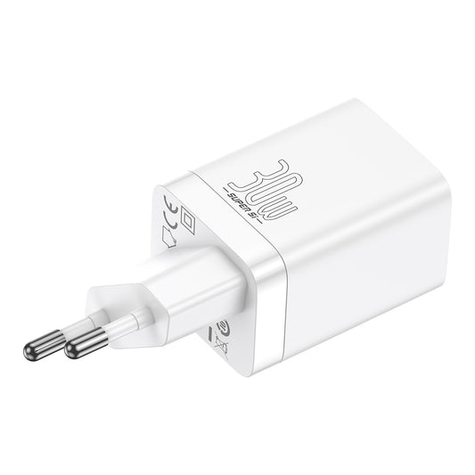 Verkkolaturi Baseus Super Si Pro, 30W, 3A, 1 x USB-A - 1 x USB-C, valkoinen CCSUPP-E02