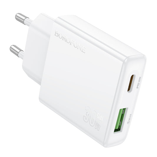 Verkkolaturi Borofone BN25 Wish, 30W, 3A, 1 x USB-A - 1 x USB-C, valkoinen
