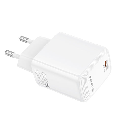 Borofone BN28 Fuente -verkkolaturi, 30W, 3A, 1 x USB-C, Valkoinen