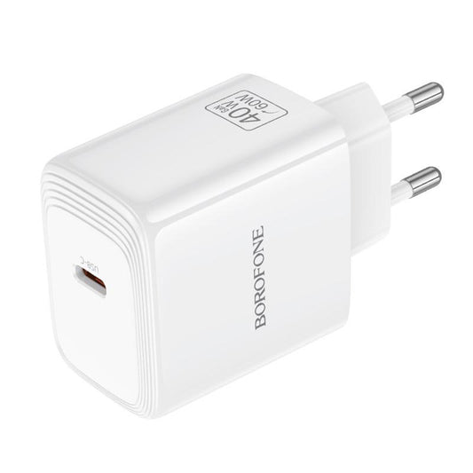 Borofone BN33 Fuente verkkolaturi, 40W, 1 x USB-C, valkoinen