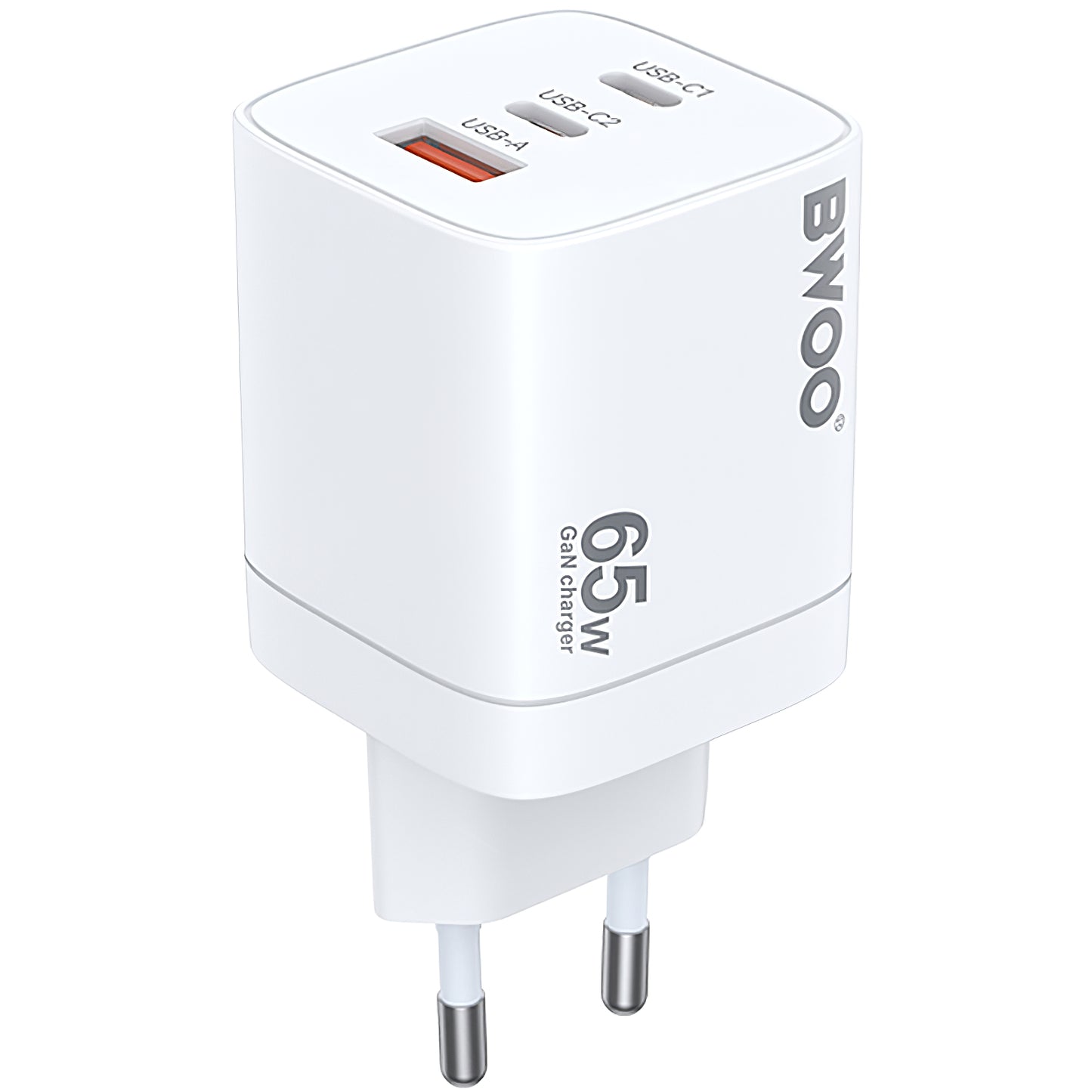 BWOO CDA147 -verkkolaturi, 65W, 4.5A, 1 x USB-A - 2 x USB-C, Valkoinen