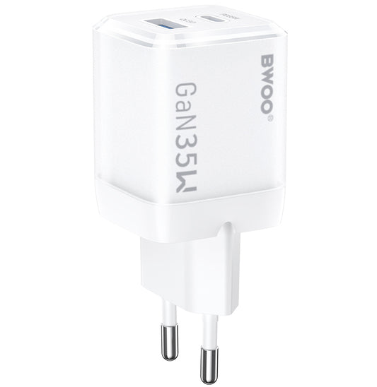 BWOO CDA222 -verkkolaturi, 35W, 3A, 1 x USB-A - 1 x USB-C, Valkoinen