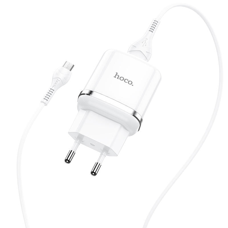 Verkkolaturi microUSB-kaapelilla HOCO N3, 18W, 3A, 1 x USB-A, Valkoinen