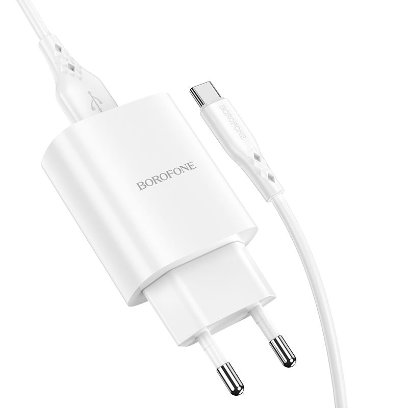 Verkkolaturi USB-C-kaapelilla Borofone BN1, 10W, 2.1A, 1 x USB-A, valkoinen