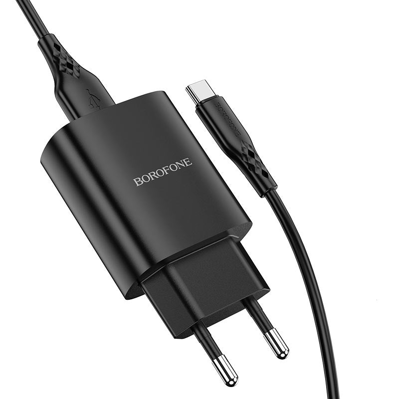 Verkkolaturi USB-C-kaapelilla Borofone BN1, 10W, 2.1A, 1 x USB-A, musta