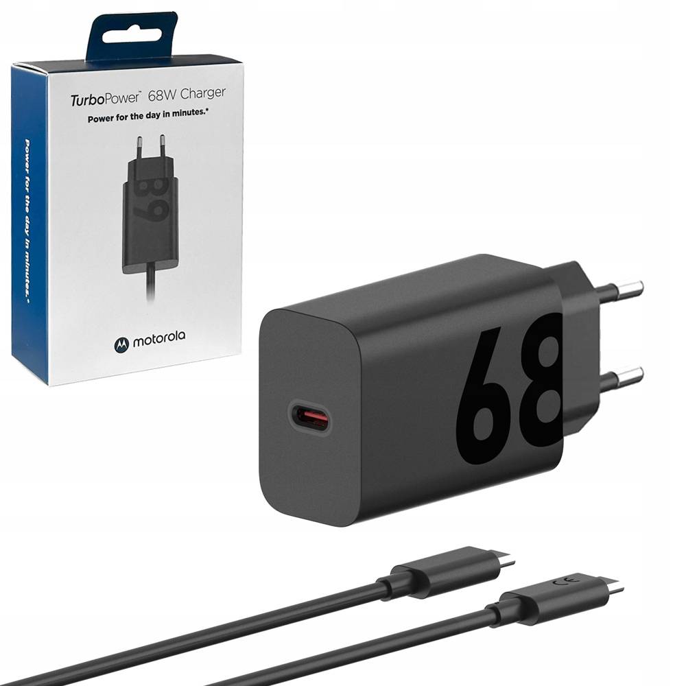 Verkkolaturi USB-C-kaapelilla Motorola, 68W, 6,2A, 1 x USB-C, musta PG38C06281