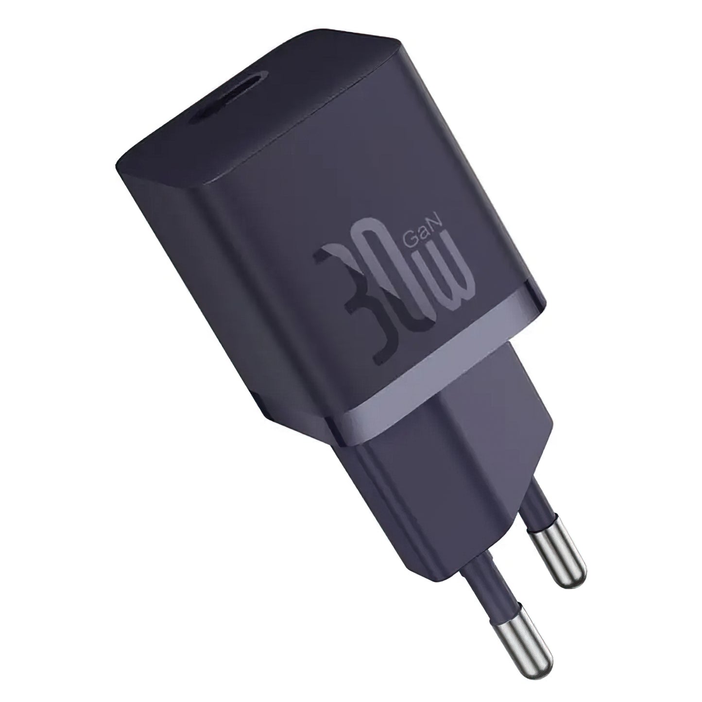 Baseus GaN Mini 1C USB-C-verkkolaturi kaapelilla, 30W, 3A, 1 x USB-C, Violetti P10110902523-00