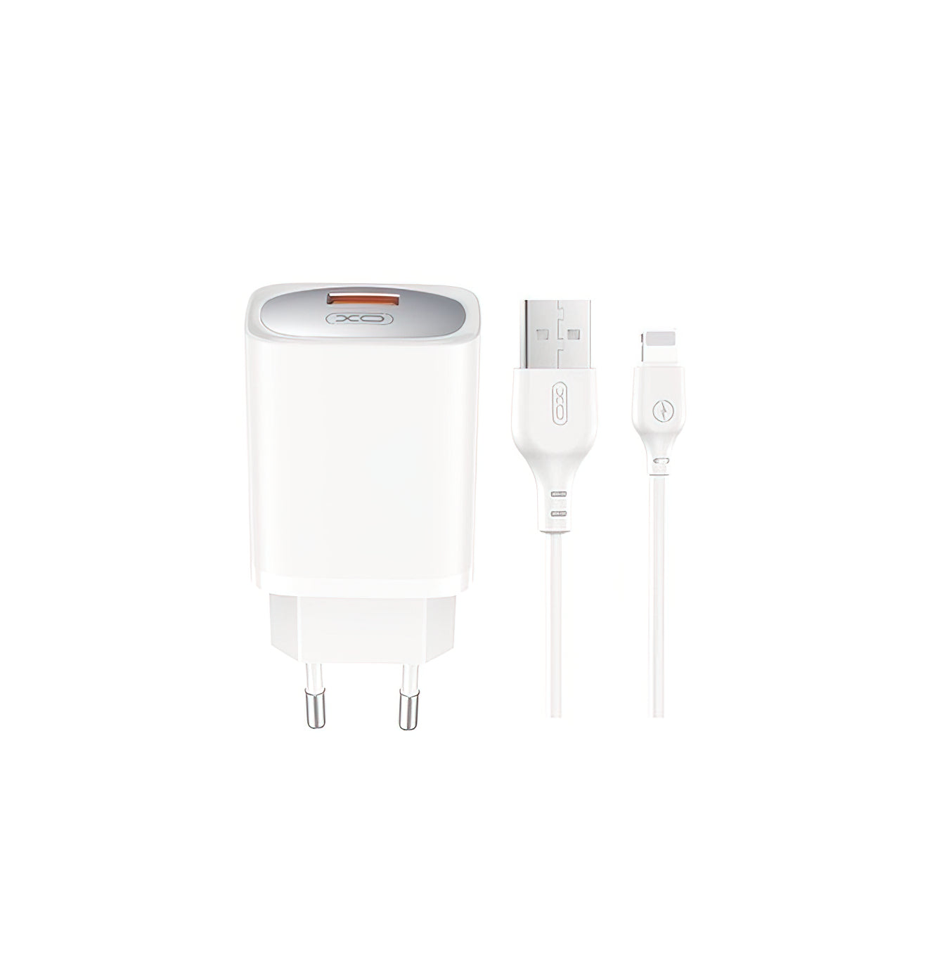 Verkkolaturi Lightning-kaapelilla XO Design CE19, 18W, 3A, 1 x USB-A, Valkoinen