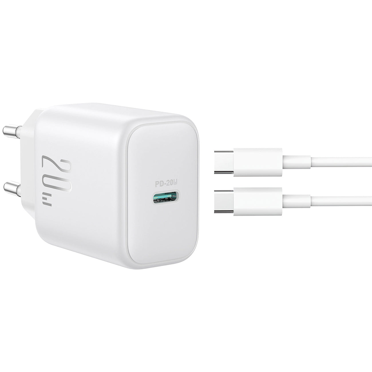 Verkkolaturi USB-C-kaapelilla Joyroom JR-TCF20, 20W, 3A, 1 x USB-C, Valkoinen