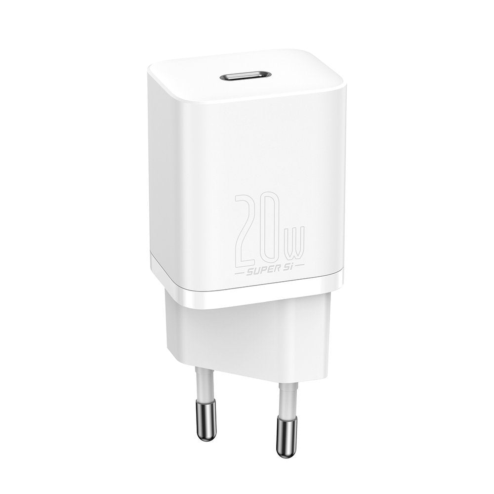Baseus Super Si -verkkolaturi Lightning-kaapelilla, 20W, 3A, 1 x USB-C, valkoinen TZCCCSUP-B02