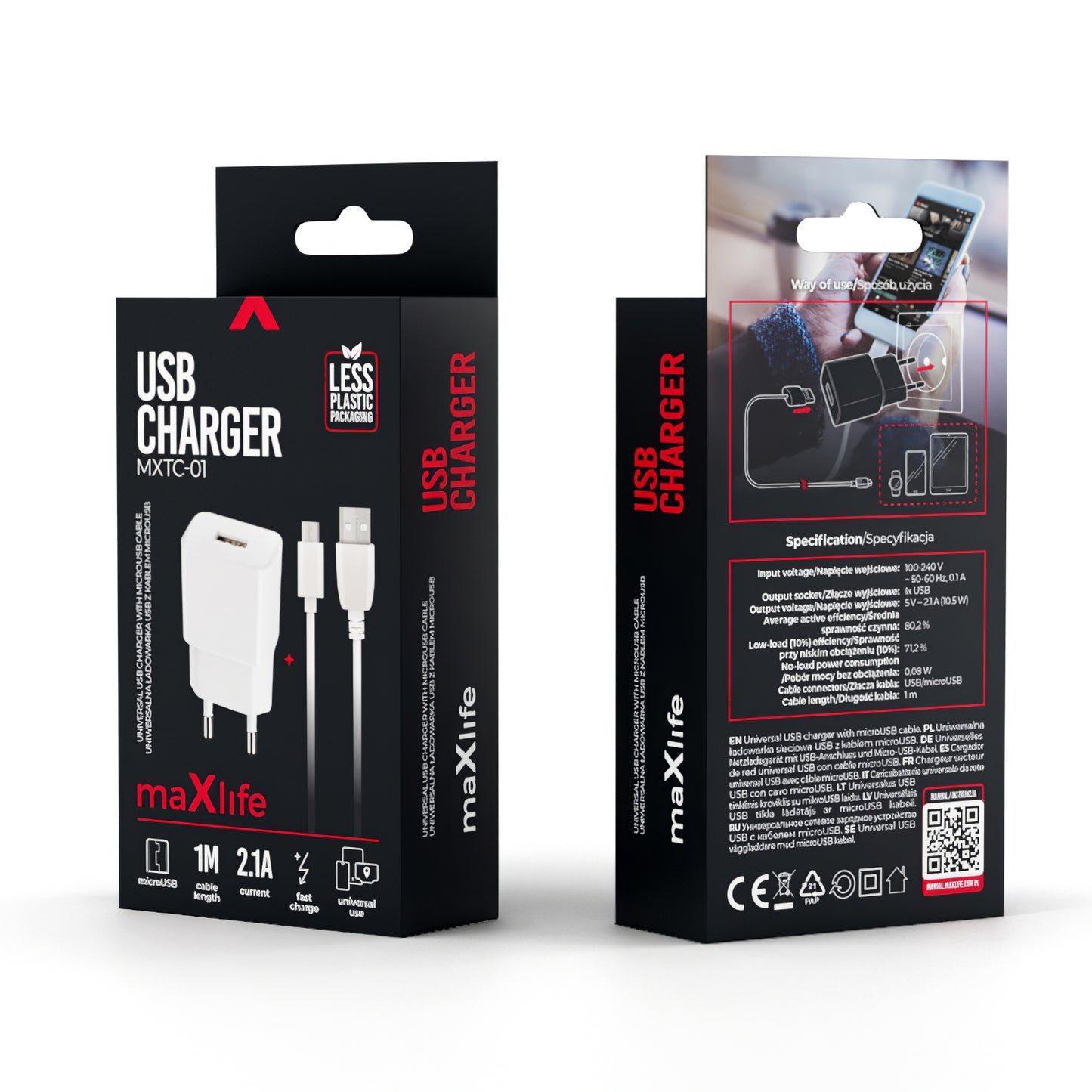 MaXlife MXTC-01, 10.5W, 2.1A, 1 x USB-A, valkoinen