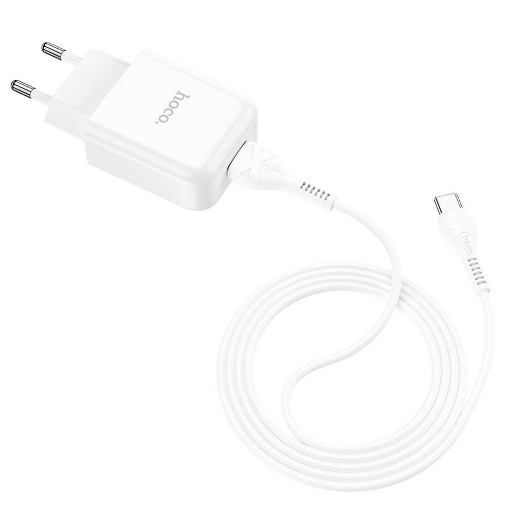 Network Charger with USB-C Cable HOCO N2, 10W, 2A, 1 x USB-A, White
