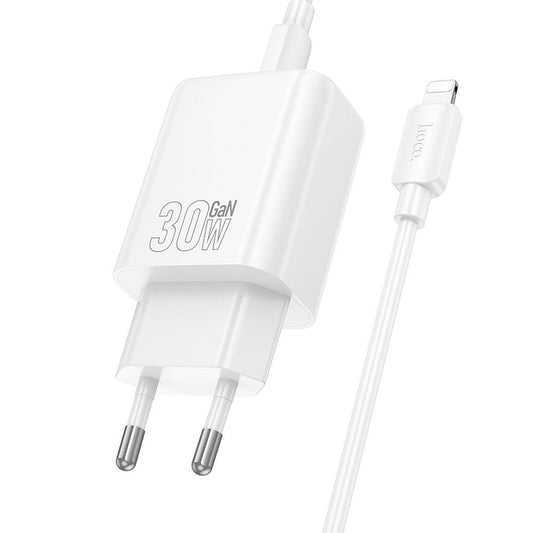 Verkkolaturi Lightning-kaapelilla HOCO N62, 30W, 3A, 1 x USB-C, Valkoinen