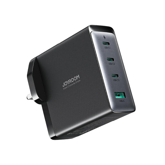 Verkkolaturi USB-C-kaapelilla Joyroom JR-TCG05UK, 140W, 5A, 1 x USB-A - 3 x USB-C, UK, Musta