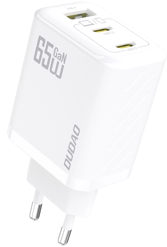 Verkkolaturi USB-C-kaapelilla Dudao A29C, 65W, 3,25A, 1 x USB-A - 2 x USB-C, Valkoinen