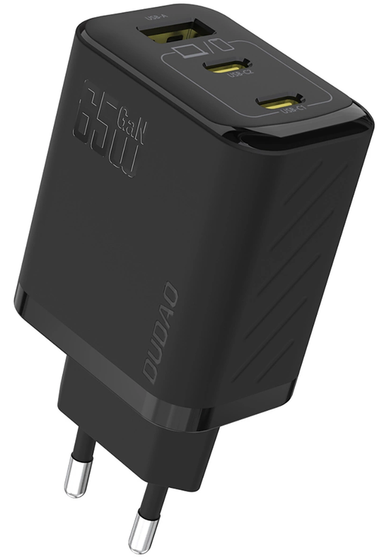 Verkkolaturi USB-C-kaapelilla Dudao A29C, 65W, 3,25A, 1 x USB-A - 2 x USB-C, Musta