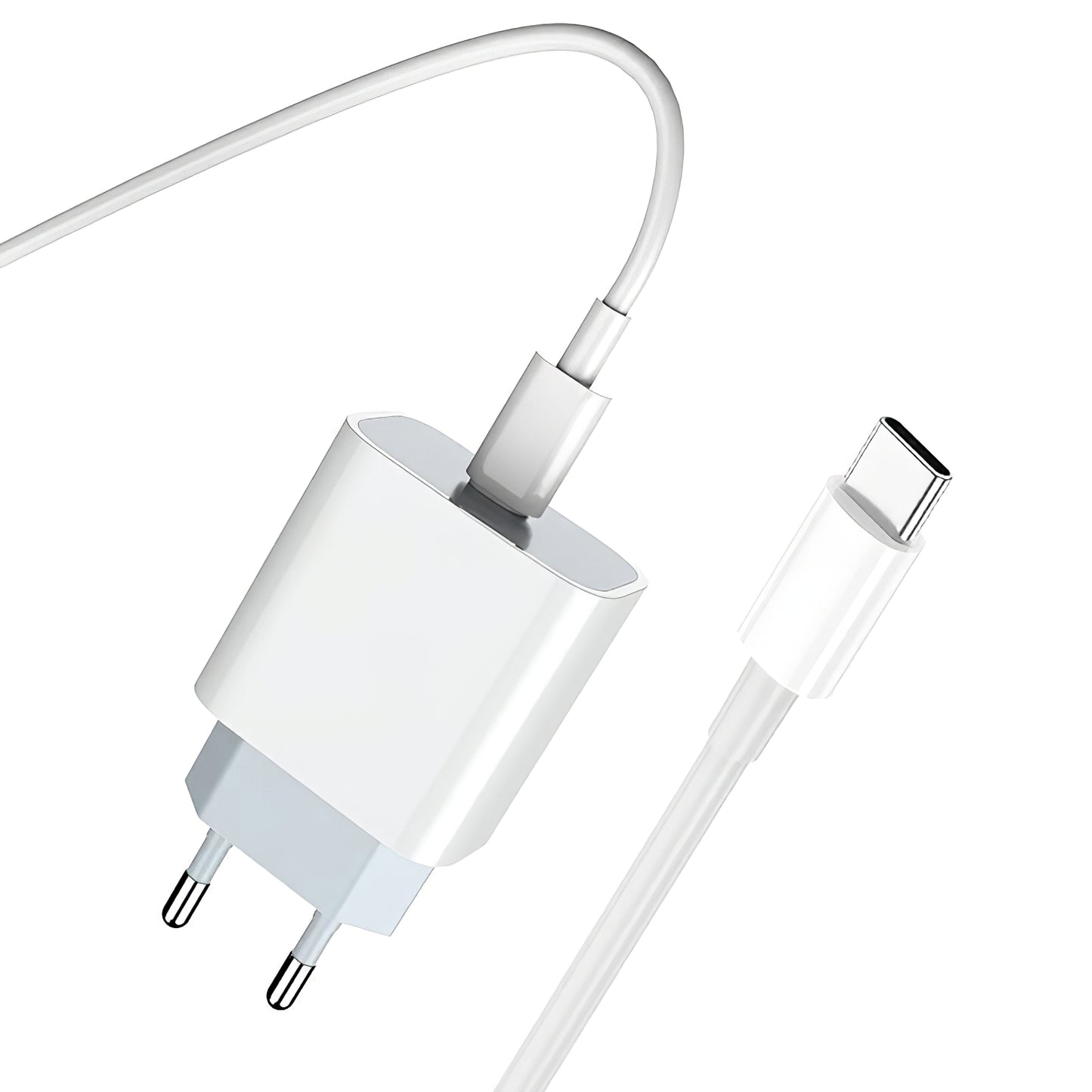 Verkkolaturi USB-C-kaapelilla Prestico F8S, 20W, 3A, 1 x USB-C, Valkoinen