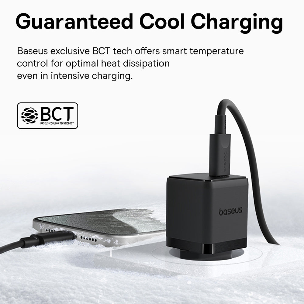 Baseus Palm USB-C -verkkolaturi kaapelilla, 30W, 3A, 1 x USB-C, Musta P10111605113-01