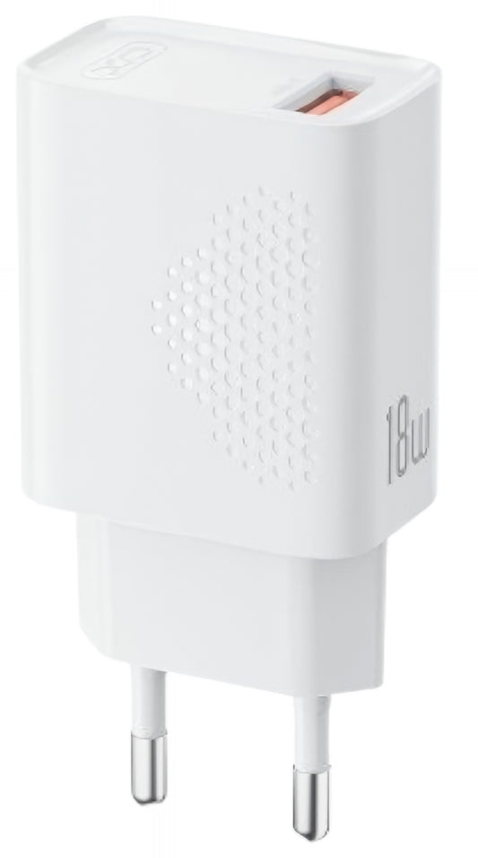 Verkkolaturi USB-C-kaapelilla XO Design L159, 18W, 3A, 1 x USB-A, Valkoinen
