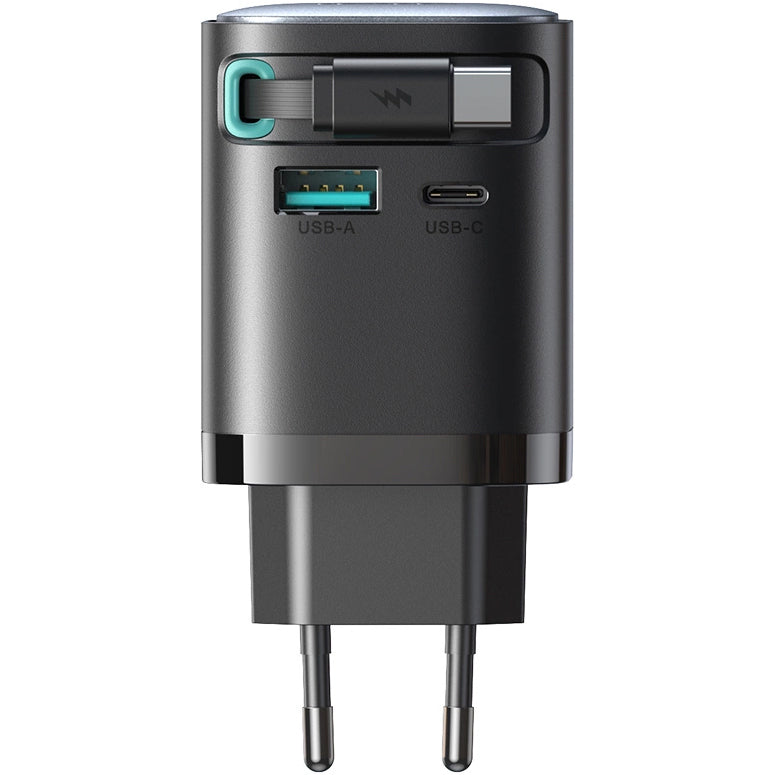 Joyroom JR-TCL02 USB-C kaapeloitu verkkolaturi JR-TCL02, 65W, 3A, 1 x USB-A - 1 x USB-C, musta