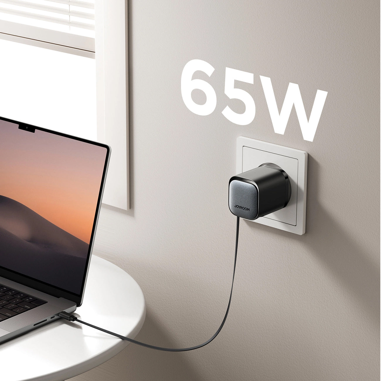 Joyroom JR-TCL02 USB-C kaapeloitu verkkolaturi JR-TCL02, 65W, 3A, 1 x USB-A - 1 x USB-C, musta