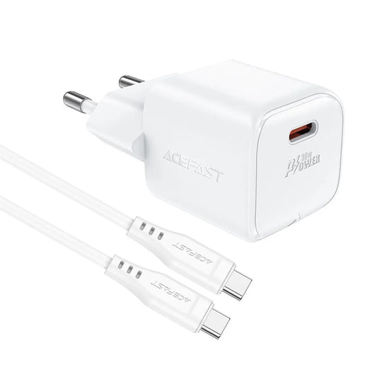 Verkkolaturi USB-C-kaapelilla Acefast A77, 30W, 3A, 1 x USB-C, Valkoinen