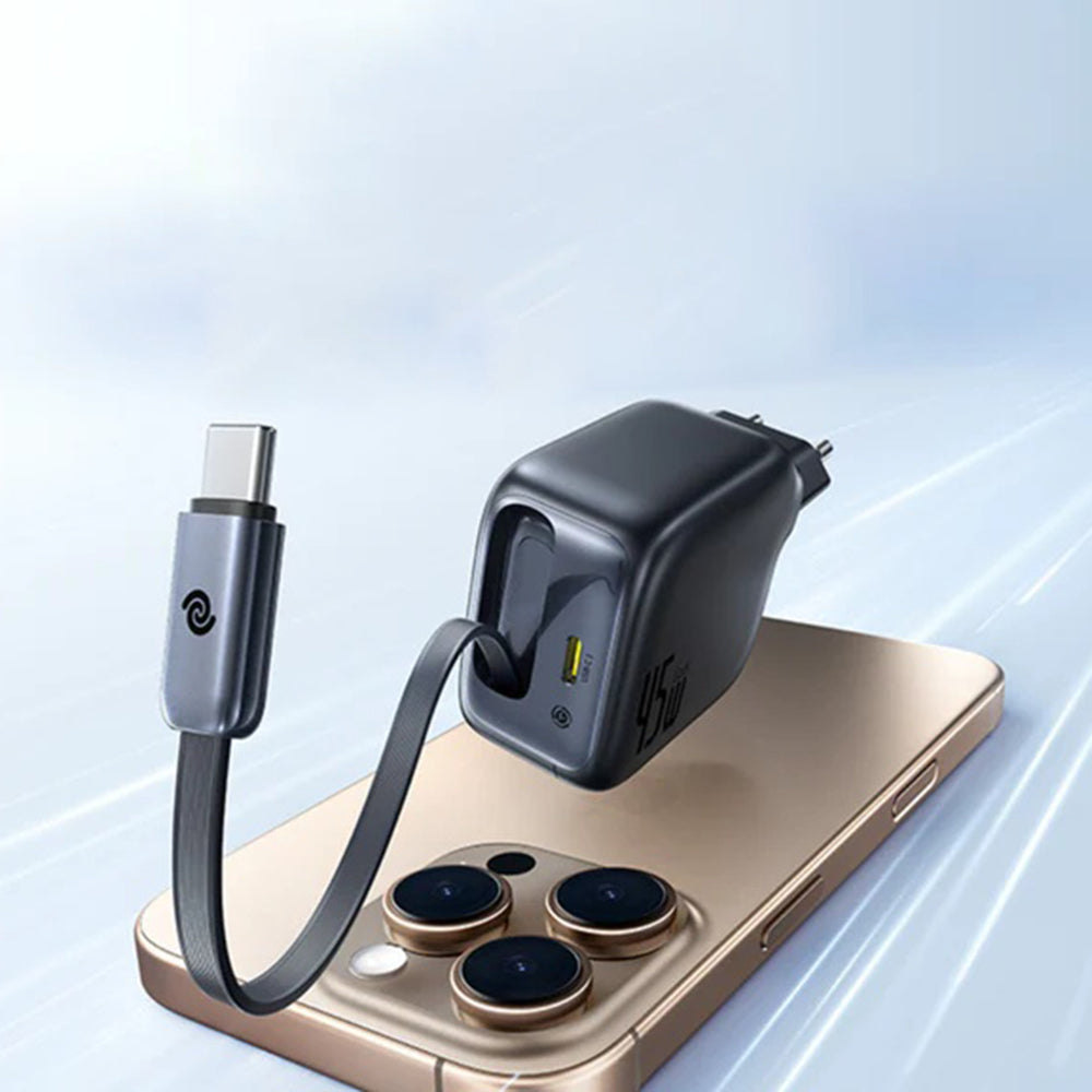 Verkkolaturi USB-C-kaapelilla Baseus EnerCore CJ11, 45W, 3A, 1 x USB-C, Musta Z0004800