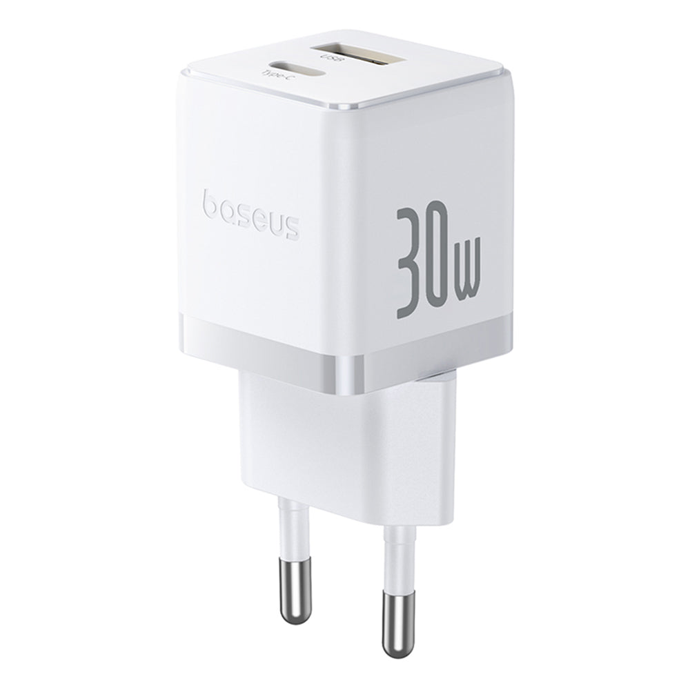 Baseus Palm USB-C-verkkolaturi kaapelilla, 30W, 3A, 1 x USB-A - 1 x USB-C, Valkoinen P1011160A213-01