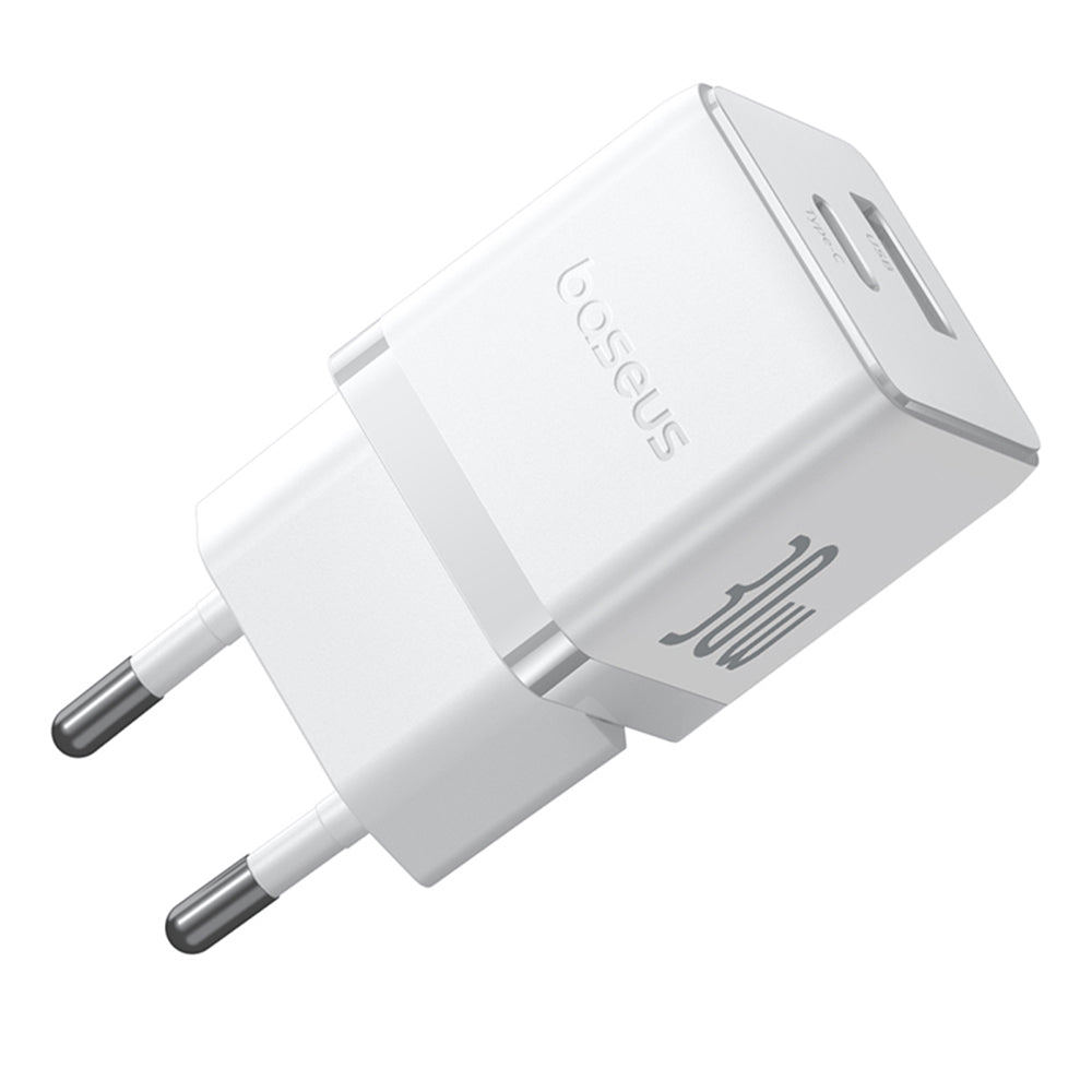 Baseus Palm USB-C-verkkolaturi kaapelilla, 30W, 3A, 1 x USB-A - 1 x USB-C, Valkoinen P1011160A213-01