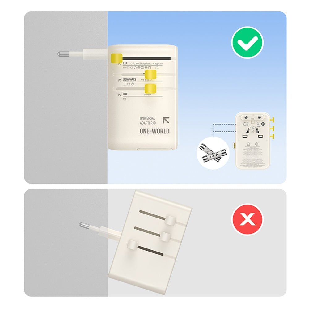Verkkolaturi USB-C-kaapelilla Baseus Travel EnerCore CG11, 70W, 2 x Pistorasia - 1 x USB-C - 2 x USB-A, Valkoinen E0307E01