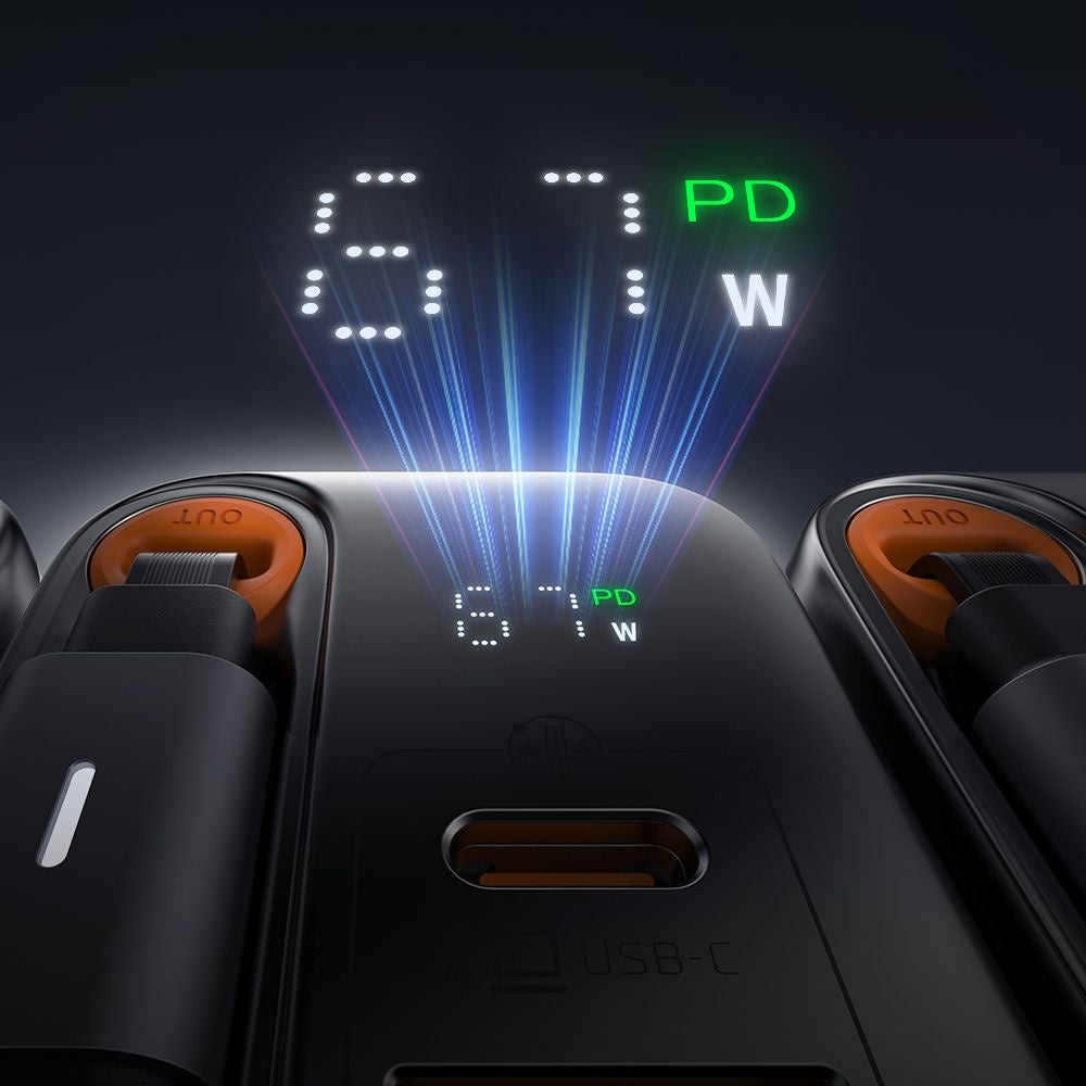 Verkkolaturi USB-C-kaapelilla McDodo CH-4100 FreeGo Display, 67W, 3.35A, 1 x USB-A - 1 x USB-C, Musta