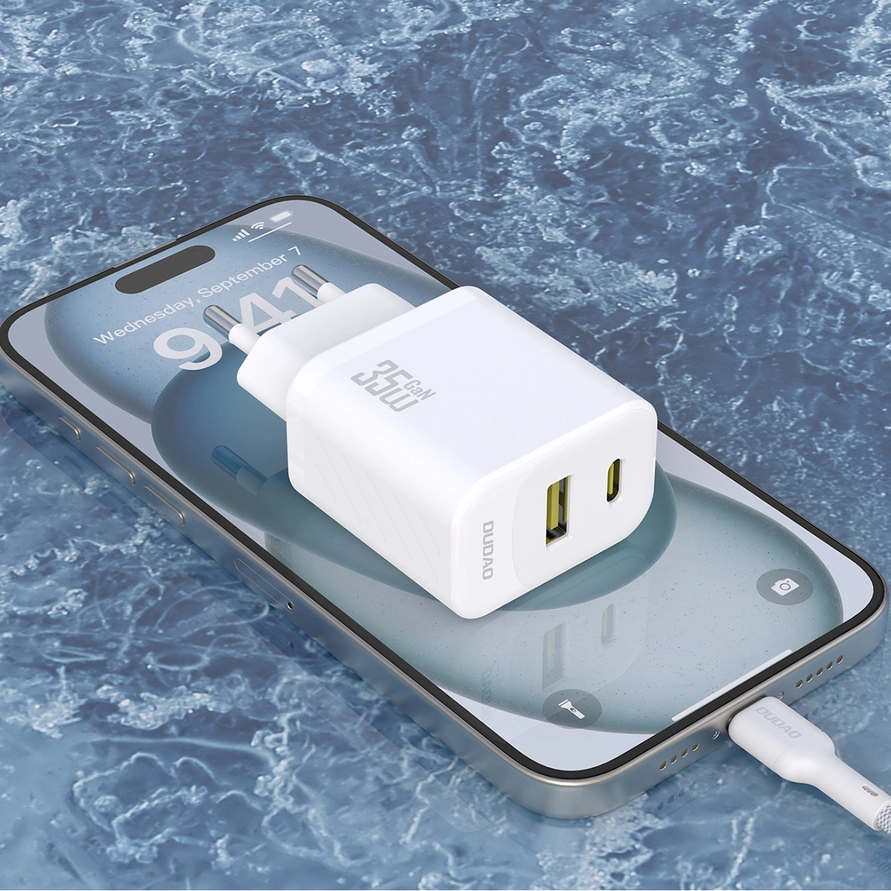 Dudao A27 Max -verkkolaturi, 35W, 1 x USB-A - 1 x USB-C, Valkoinen