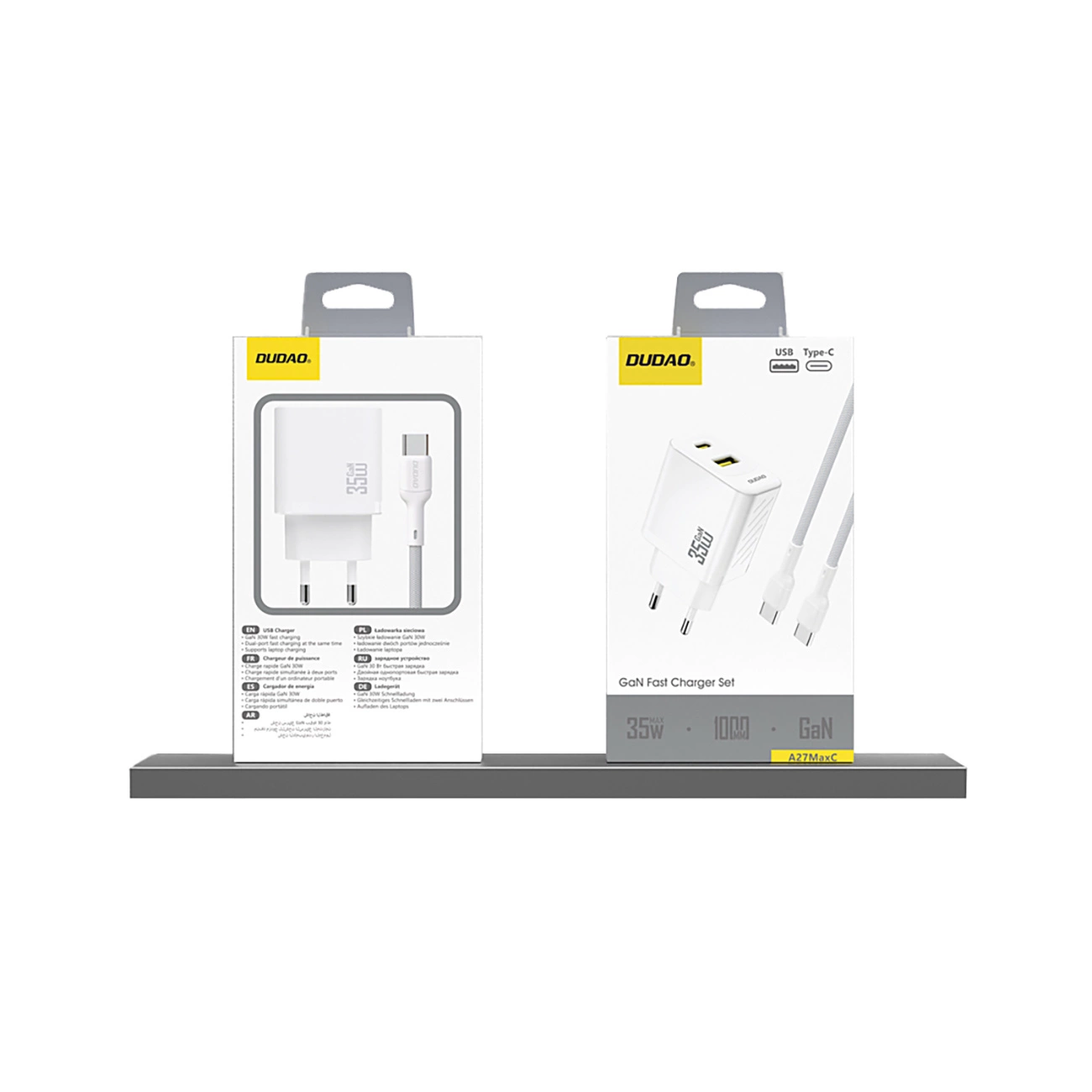 Dudao A27 Max -verkkolaturi, 35W, 1 x USB-A - 1 x USB-C, Valkoinen