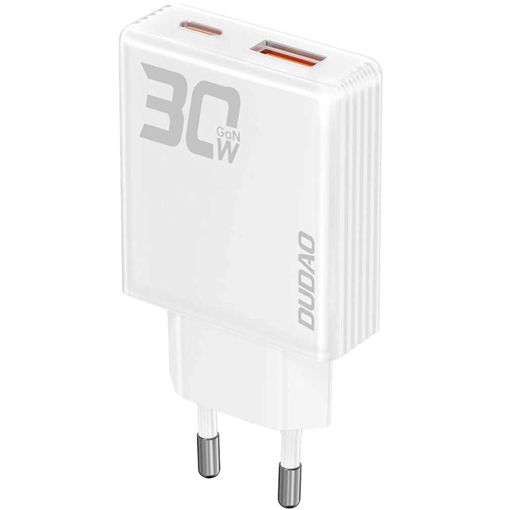 Verkkolaturi Dudao A30EU, 30W, 3A, 1 x USB-A - 1 x USB-C, valkoinen