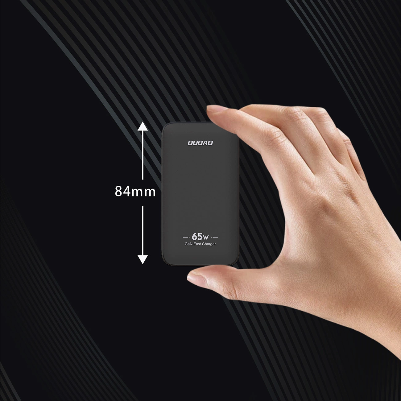 Dudao A65Q Travel -verkkolaturi, 65W, 3.25A, 1 x USB-A - 1 x USB-C, Musta