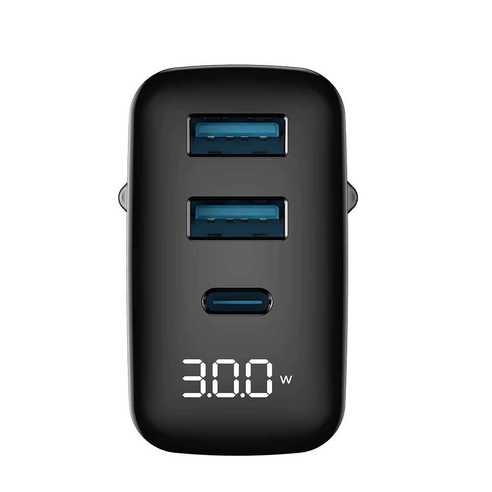 HAVIT UCLE001 Verkkolaturi, 30W, 3A, 2 x USB-A - 1 x USB-C, Musta
