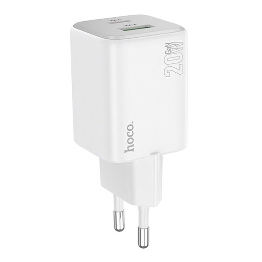 HOCO N41 Verkkolaturi, 20W, 3A, 1 x USB-A - 1 x USB-C, Valkoinen